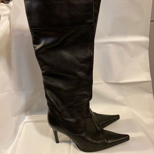 Leather knee high boots